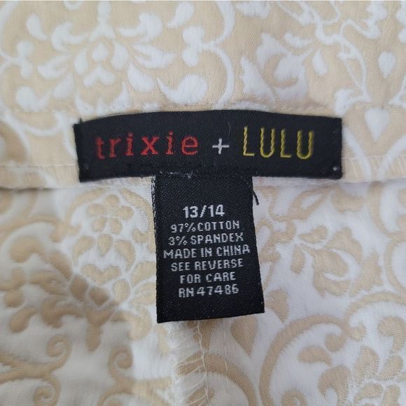 TRIXIE + LULU Brocade Floral Print High Rise Shorts,‎ size 13, Beige - Picture 10 of 11